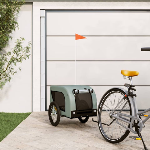 ZNTS Pet Bike Trailer Grey and Black Oxford Fabric and Iron 94000