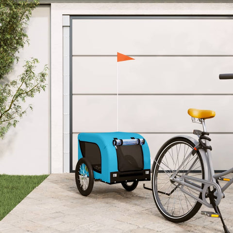 ZNTS Pet Bike Trailer Blue and Black Oxford Fabric and Iron 94002