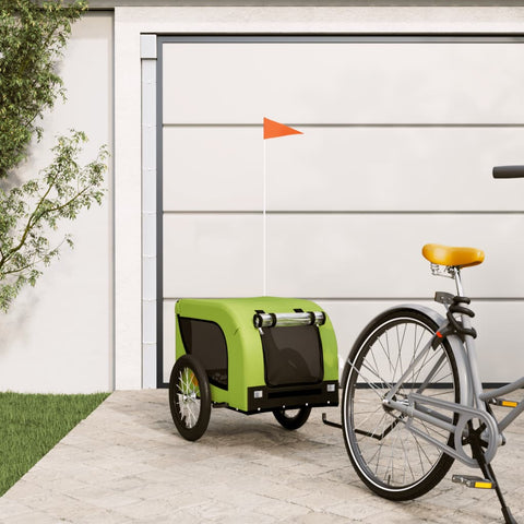 ZNTS Pet Bike Trailer Green and Black Oxford Fabric and Iron 94004