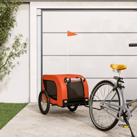 ZNTS Pet Bike Trailer Orange and Black Oxford Fabric and Iron 94005