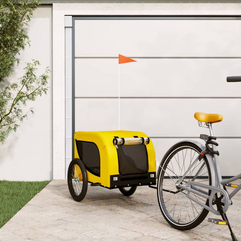ZNTS Pet Bike Trailer Yellow and Black Oxford Fabric and Iron 94008