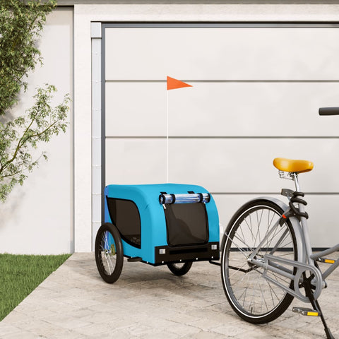 ZNTS Pet Bike Trailer Blue and Black Oxford Fabric and Iron 94009