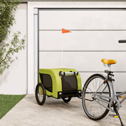 ZNTS Pet Bike Trailer Green and Black Oxford Fabric and Iron 94011