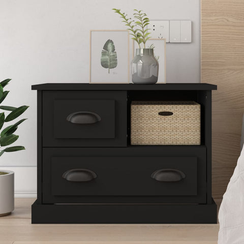 ZNTS Bedside Cabinet Black 60x39x45 cm 816361