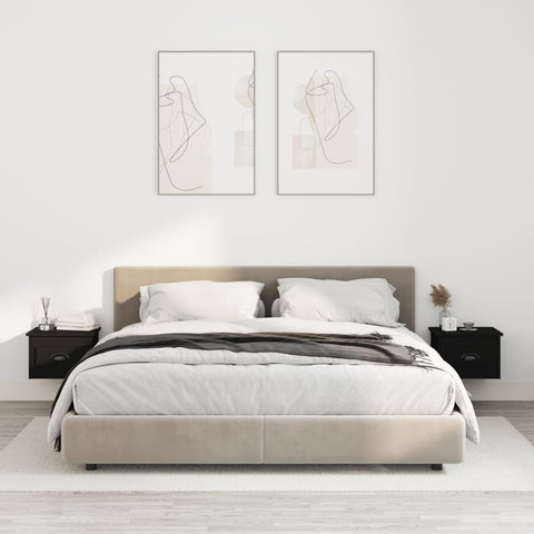 ZNTS Wall-mounted Bedside Cabinets 2 pcs Black 41.5x36x28cm 816379