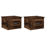 ZNTS Wall-mounted Bedside Cabinets 2 pcs Smoked Oak 41.5x36x28cm 816387