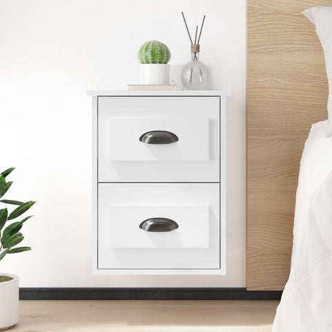 ZNTS Wall-mounted Bedside Cabinets 2 pcs High Gloss White 41.5x36x53cm 816397