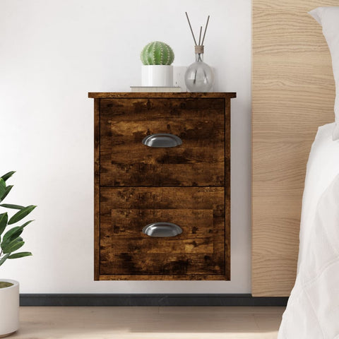 ZNTS Wall-mounted Bedside Cabinets 2 pcs Smoked Oak 41.5x36x53cm 816403
