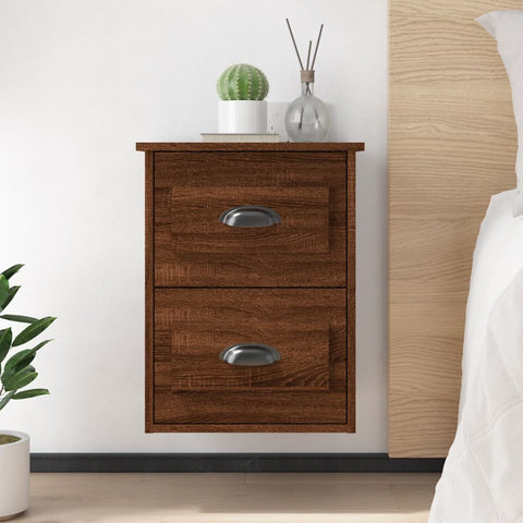 ZNTS Wall-mounted Bedside Cabinets 2 pcs Brown Oak 41.5x36x53cm 816407