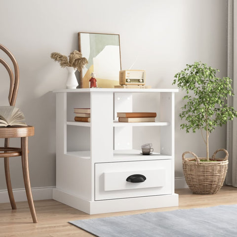ZNTS Side Table White 50x50x60 cm Engineered Wood 816408