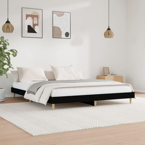 ZNTS Bed Frame without Mattress Black 120x200 cm Engineered Wood 832046