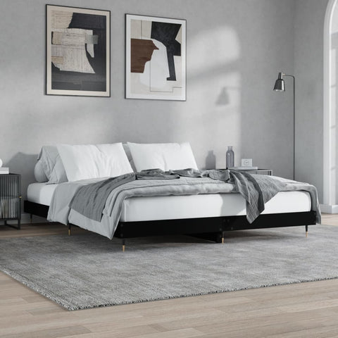 ZNTS Bed Frame without Mattress Black 120x200 cm Engineered Wood 832150