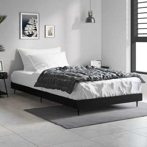 ZNTS Bed Frame without Mattress Black 100x200 cm Engineered Wood 832262