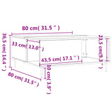 ZNTS Coffee Table Smoked Oak 80x80x36.5 cm Engineered Wood 830777