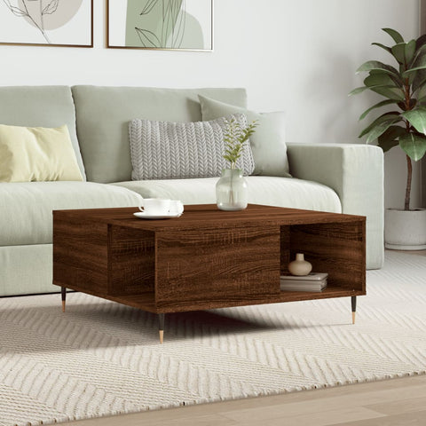 ZNTS Coffee Table Brown Oak 80x80x36.5 cm Engineered Wood 830779