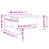 ZNTS Coffee Table Black 80x80x36.5 cm Engineered Wood 830781