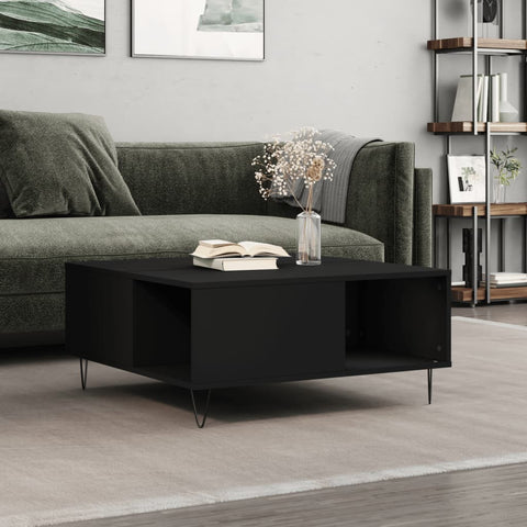 ZNTS Coffee Table Black 80x80x36.5 cm Engineered Wood 830781