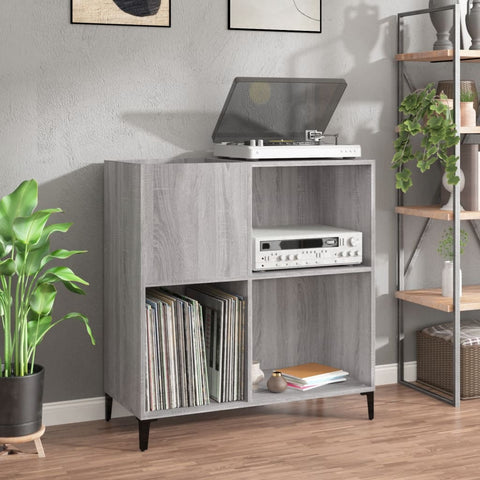 ZNTS Record Cabinet Grey Sonoma 84.5x38x89 cm Engineered Wood 832003
