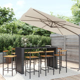 ZNTS 9 Piece Garden Bar Set Black Poly Rattan& Solid Wood Acacia 3187704