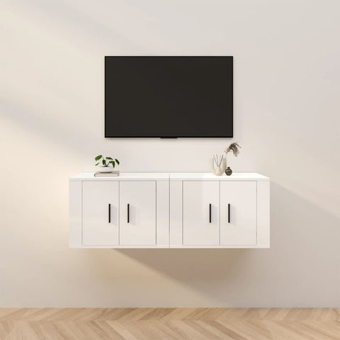ZNTS Wall-mounted TV Cabinets 2 pcs High Gloss White 57x34.5x40 cm 3188336
