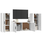 ZNTS 3 Piece TV Cabinet Set High Gloss White Engineered Wood 3188536