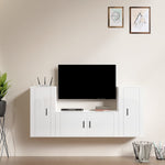 ZNTS 3 Piece TV Cabinet Set High Gloss White Engineered Wood 3188536