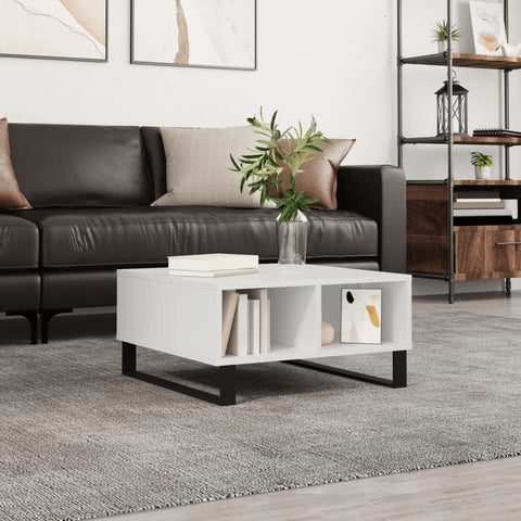 ZNTS Coffee Table High Gloss White 60x60x30 cm Engineered Wood 827046