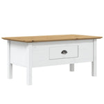 ZNTS Coffee Table BODO White and Brown 100x55x45 cm Solid Wood Pine 355069