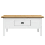 ZNTS Coffee Table BODO White and Brown 100x55x45 cm Solid Wood Pine 355069