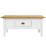 ZNTS Coffee Table BODO White and Brown 100x55x45 cm Solid Wood Pine 355069