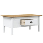 ZNTS Coffee Table BODO White and Brown 100x55x45 cm Solid Wood Pine 355069