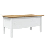 ZNTS Coffee Table BODO White and Brown 100x55x45 cm Solid Wood Pine 355069