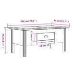 ZNTS Coffee Table BODO White and Brown 100x55x45 cm Solid Wood Pine 355069