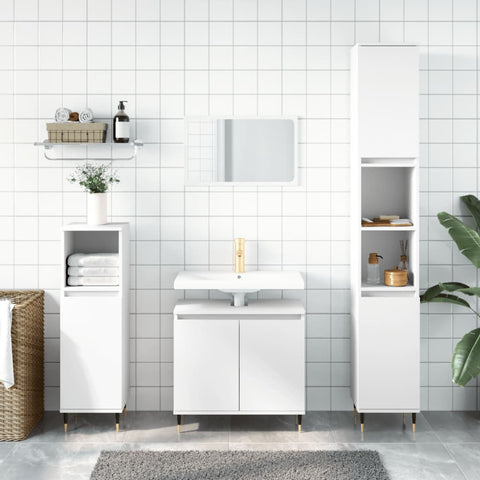 ZNTS 3 Piece Bathroom Furniture Set White Engineered Wood 3190267