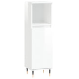 ZNTS 3 Piece Bathroom Furniture Set High Gloss White Engineered Wood 3190269