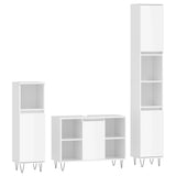 ZNTS 3 Piece Bathroom Furniture Set High Gloss White Engineered Wood 3190301