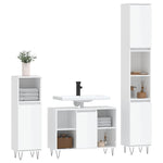 ZNTS 3 Piece Bathroom Furniture Set High Gloss White Engineered Wood 3190301