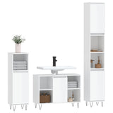 ZNTS 3 Piece Bathroom Furniture Set High Gloss White Engineered Wood 3190301