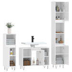 ZNTS 3 Piece Bathroom Furniture Set High Gloss White Engineered Wood 3190301