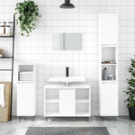 ZNTS 3 Piece Bathroom Furniture Set High Gloss White Engineered Wood 3190301