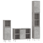ZNTS 3 Piece Bathroom Furniture Set Concrete Grey Engineered Wood 3190303