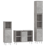 ZNTS 3 Piece Bathroom Furniture Set Concrete Grey Engineered Wood 3190303