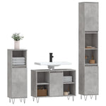 ZNTS 3 Piece Bathroom Furniture Set Concrete Grey Engineered Wood 3190303