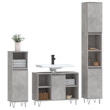 ZNTS 3 Piece Bathroom Furniture Set Concrete Grey Engineered Wood 3190303