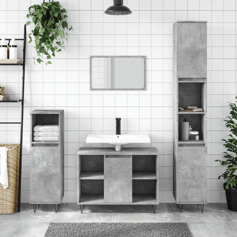 ZNTS 3 Piece Bathroom Furniture Set Concrete Grey Engineered Wood 3190303