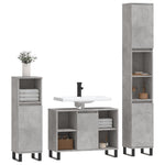 ZNTS 3 Piece Bathroom Furniture Set Concrete Grey Engineered Wood 3190311