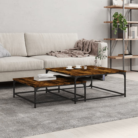 ZNTS Nesting Coffee Tables 2 pcs Smoked Oak Engineered Wood 832820