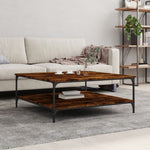 ZNTS Coffee Table Smoked Oak 100x100x40 cm Engineered Wood 832845