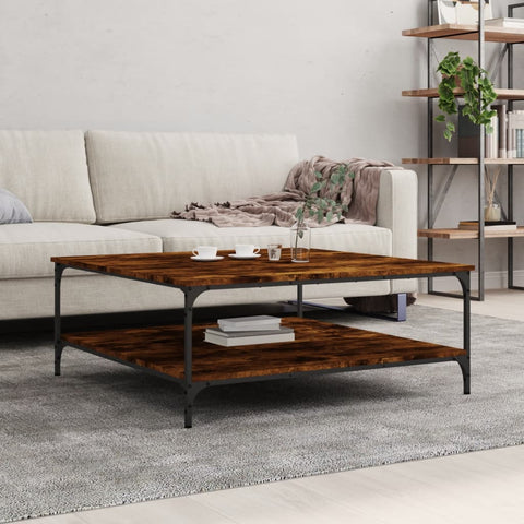 ZNTS Coffee Table Smoked Oak 100x100x40 cm Engineered Wood 832845