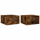 ZNTS Wall-mounted Bedside Cabinets 2 pcs Smoked Oak 35x35x20 cm 829879
